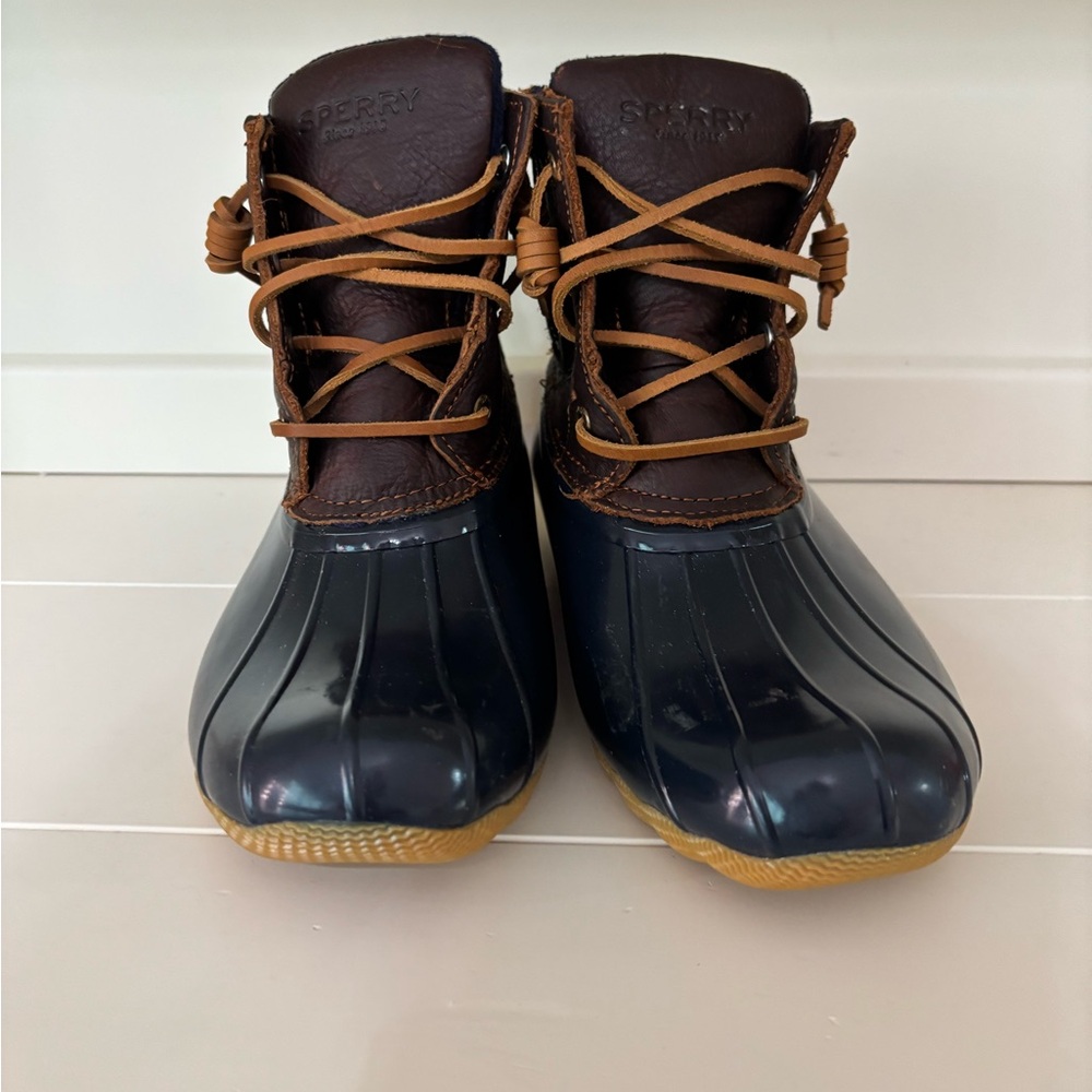 Sperry Dark Blue and Brown Rain Boots